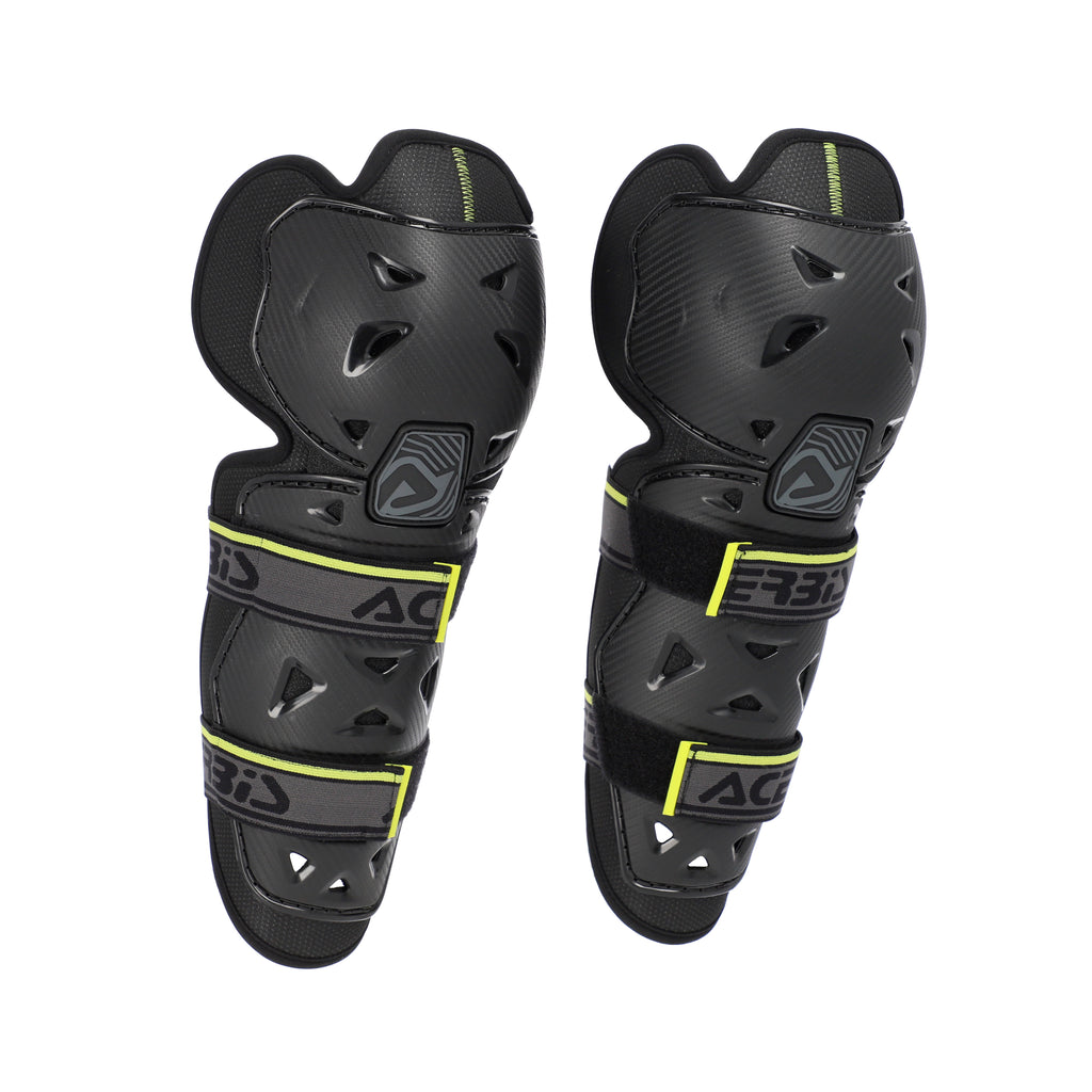 Acerbis Profile 2.0 genouillères de protection moto cross enduro noir jaune - vue face