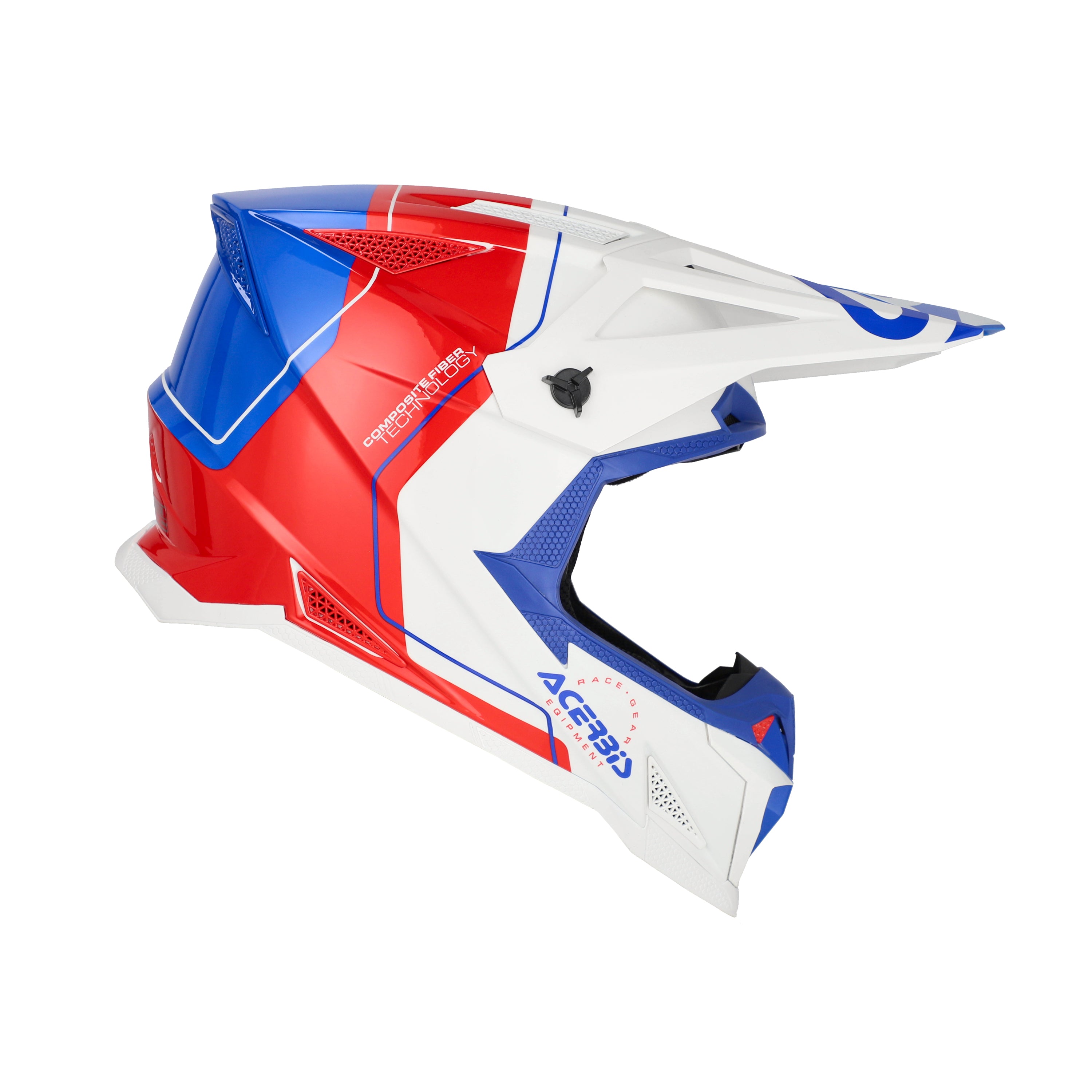 Casque Acerbis T711 blanc/bleu/rouge cross enduro fibre ECE 22-06 - face