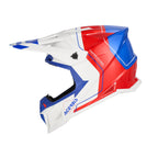 Casque Acerbis T711 blanc/bleu/rouge cross enduro fibre - trois-quarts avant