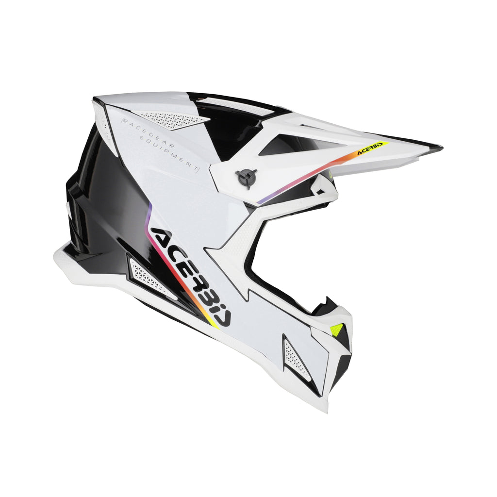 Casque Acerbis T711 blanc/noir cross enduro fibre ECE 22-06 - profil