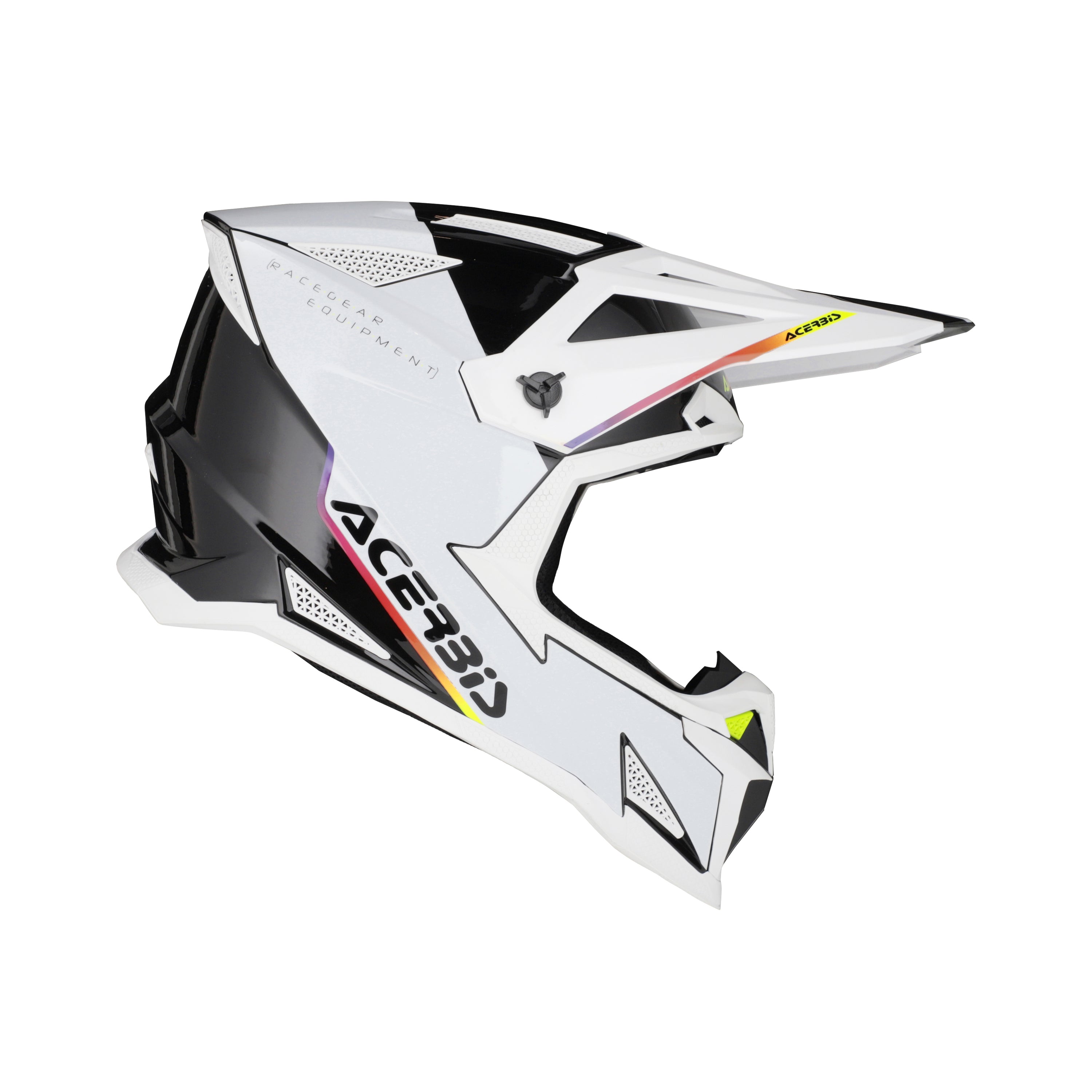 Casque Acerbis T711 blanc/noir cross enduro fibre ECE 22-06 - profil