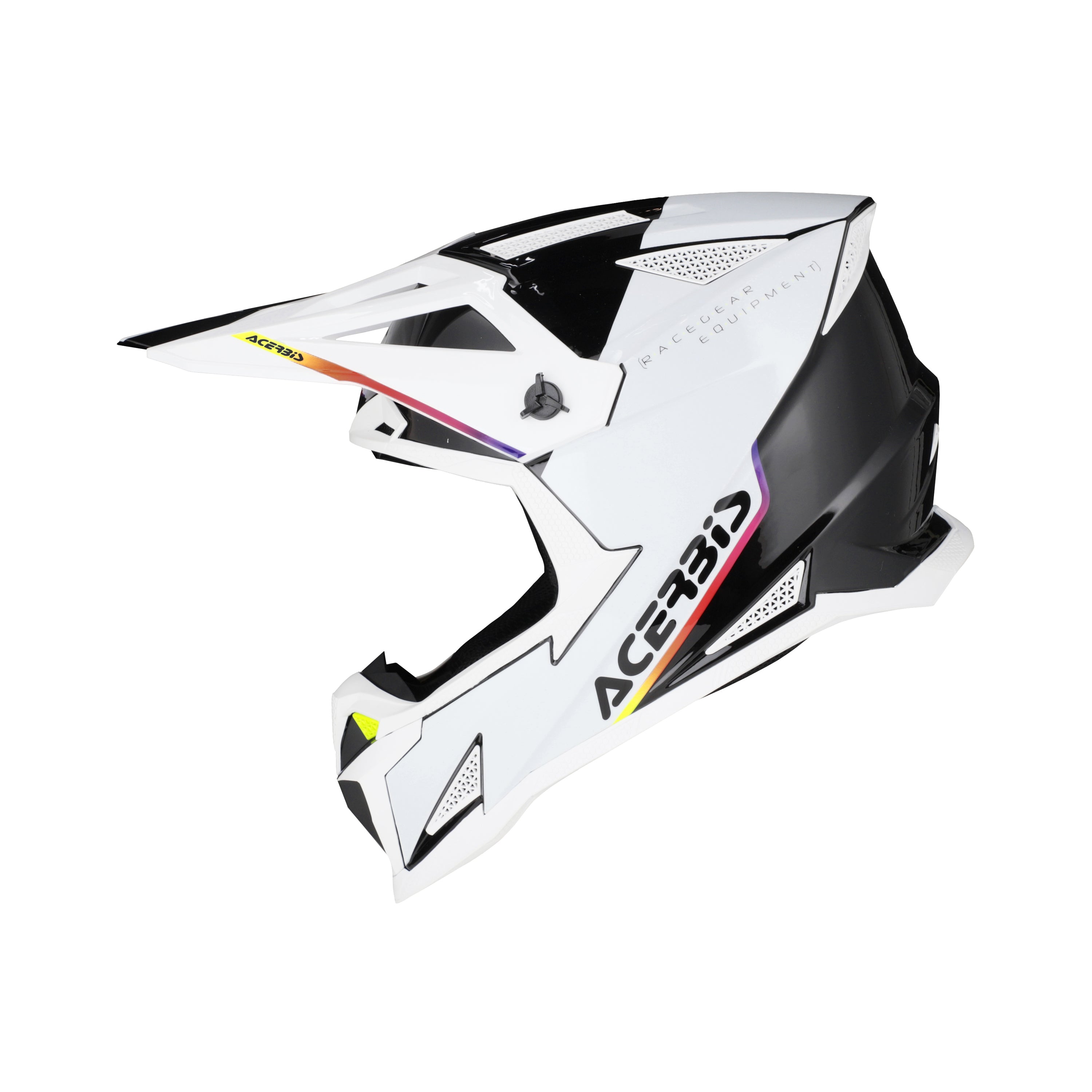 Casque Acerbis T711 blanc/noir cross enduro fibre - trois-quarts avant