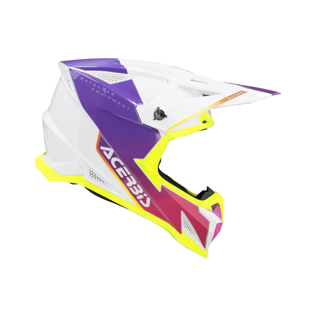 Casque Acerbis T711 blanc/violet cross enduro fibre ECE 22-06 - profil