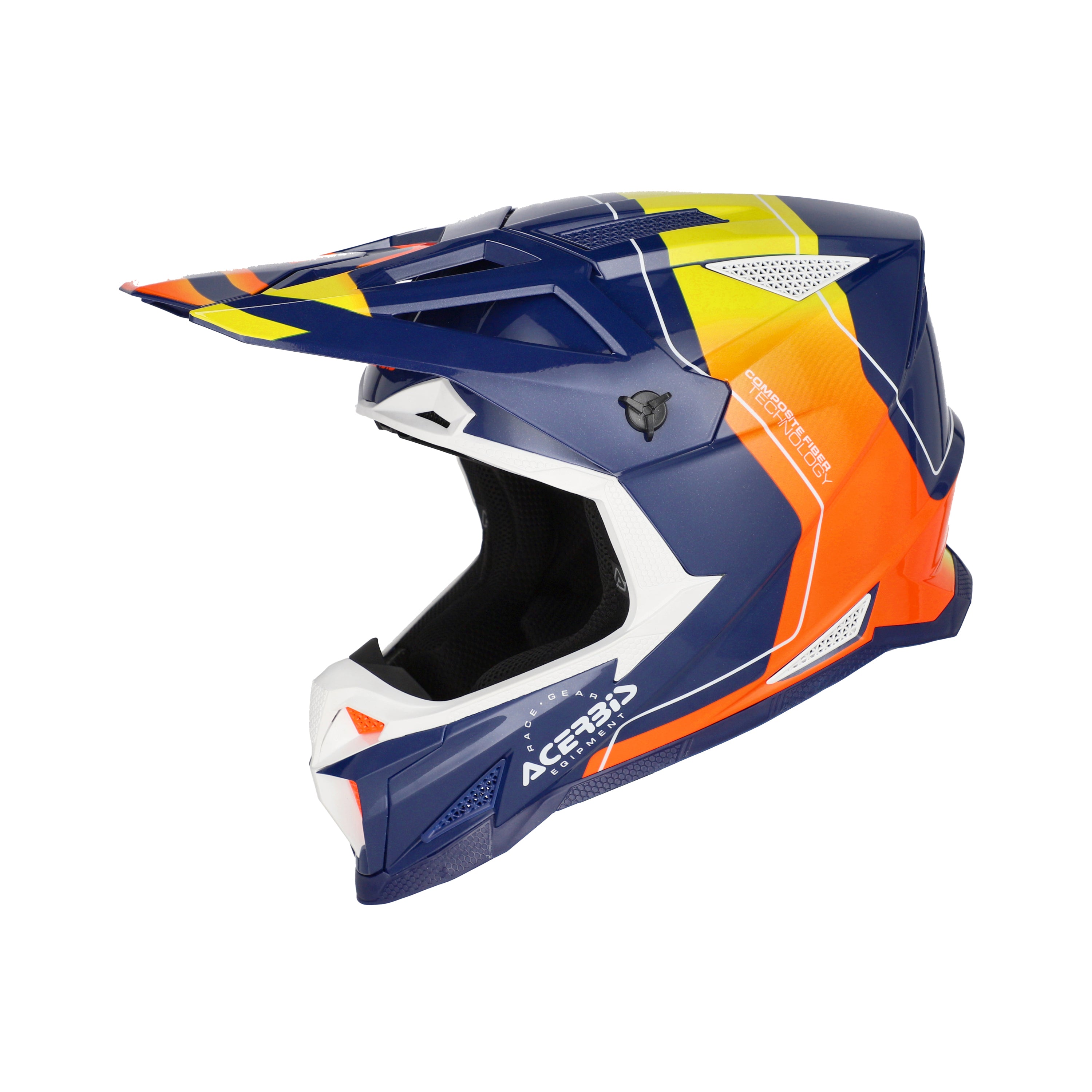 Casque Acerbis T711 bleu/orange cross enduro fibre ECE 22-06 - profil