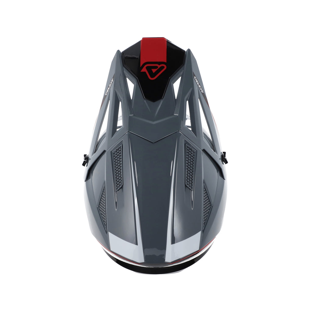 Casque Acerbis T711 gris/noir cross enduro fibre - trois-quarts avant