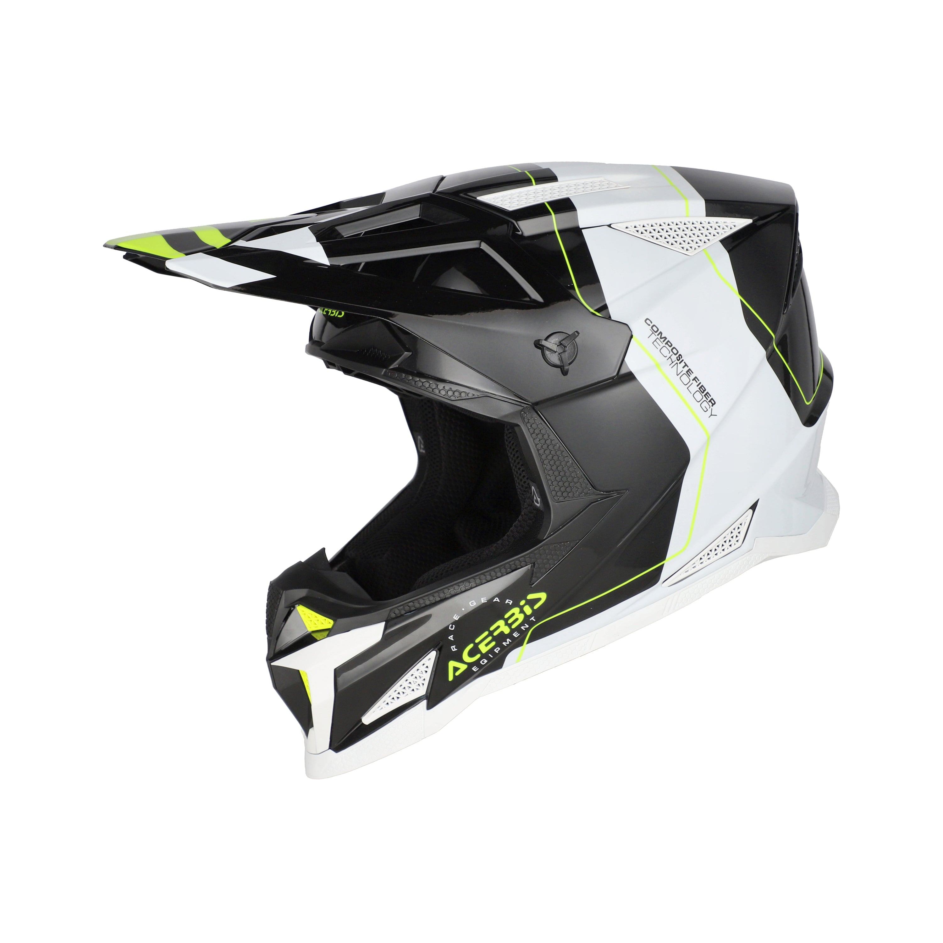 Casque Acerbis T711 noir/blanc cross enduro fibre ECE 22-06 - profil