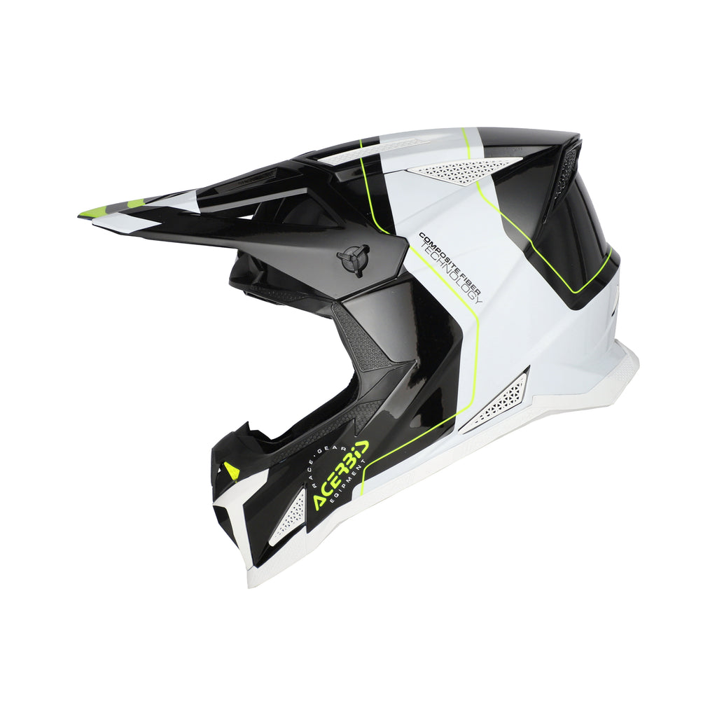 Casque Acerbis T711 noir/blanc cross enduro fibre - trois-quarts avant