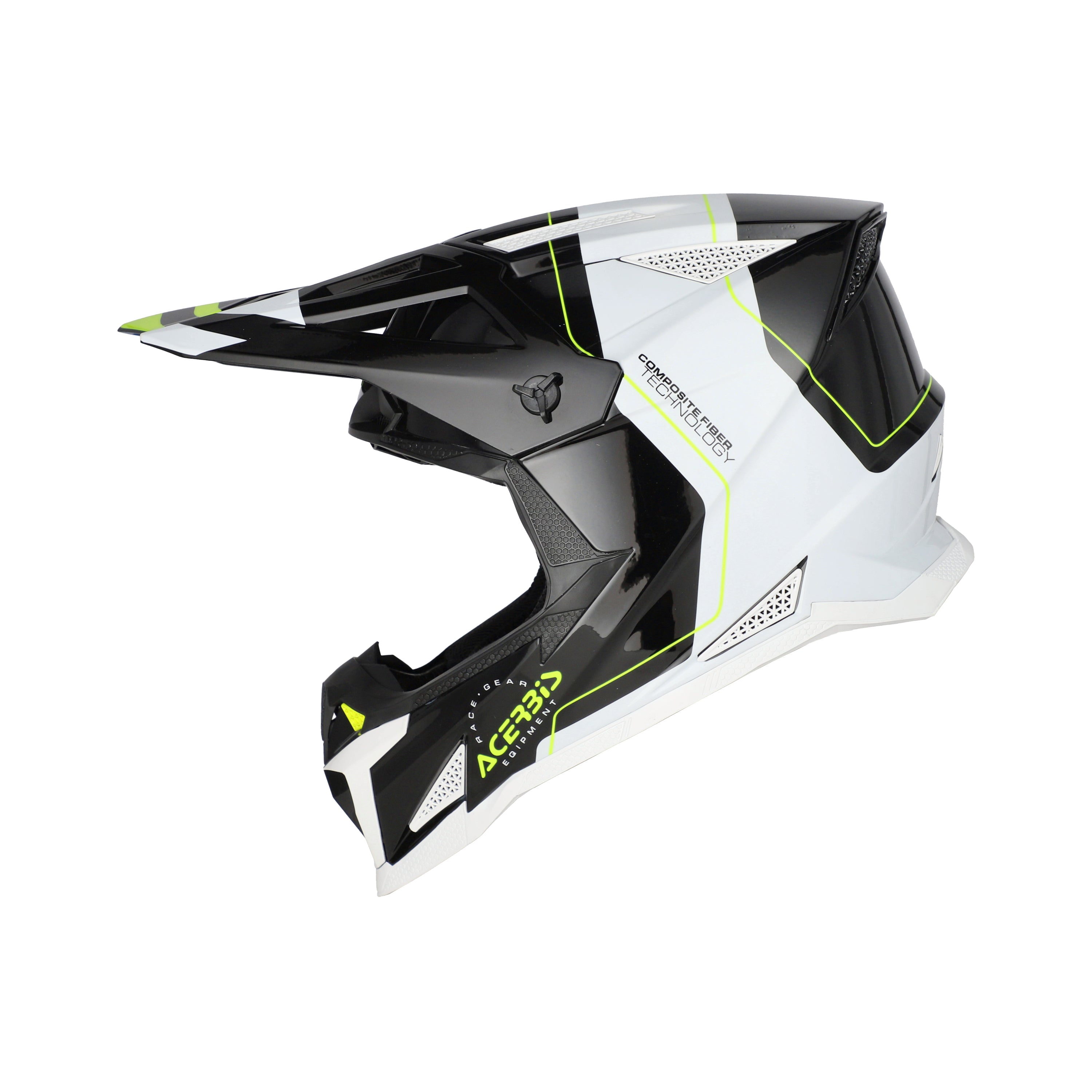 Casque Acerbis T711 noir/blanc cross enduro fibre - trois-quarts avant