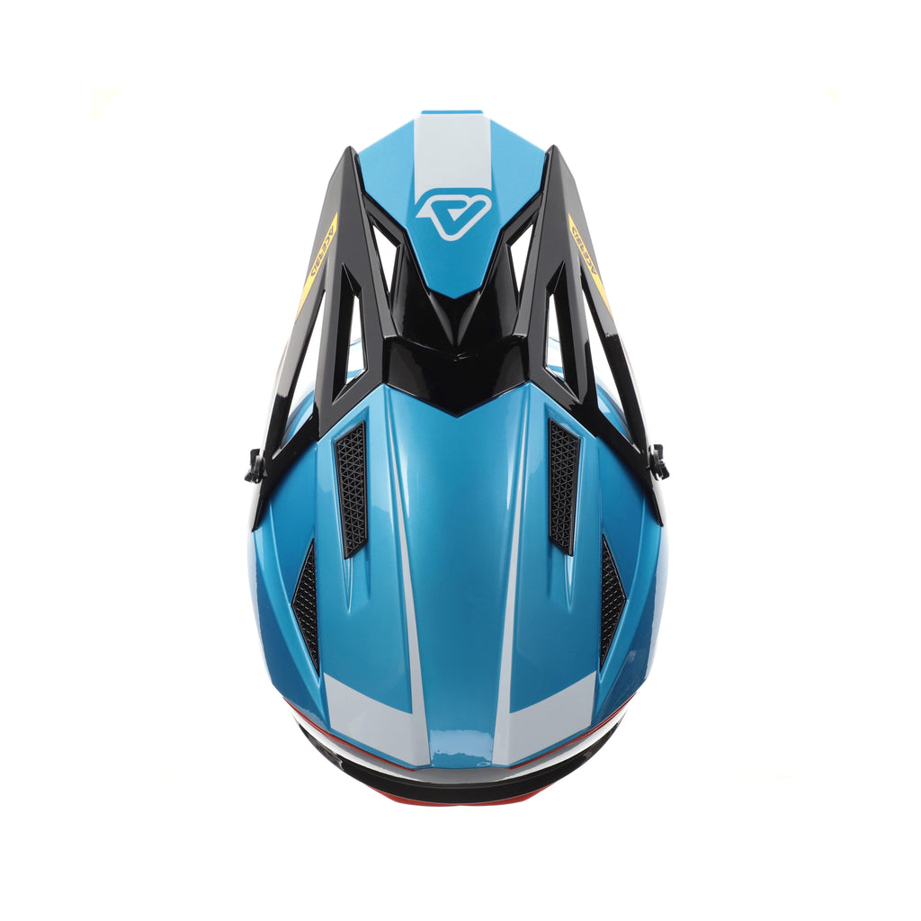 Casque Acerbis T711 bleu clair/blanc cross enduro fibre ECE 22-06 - face