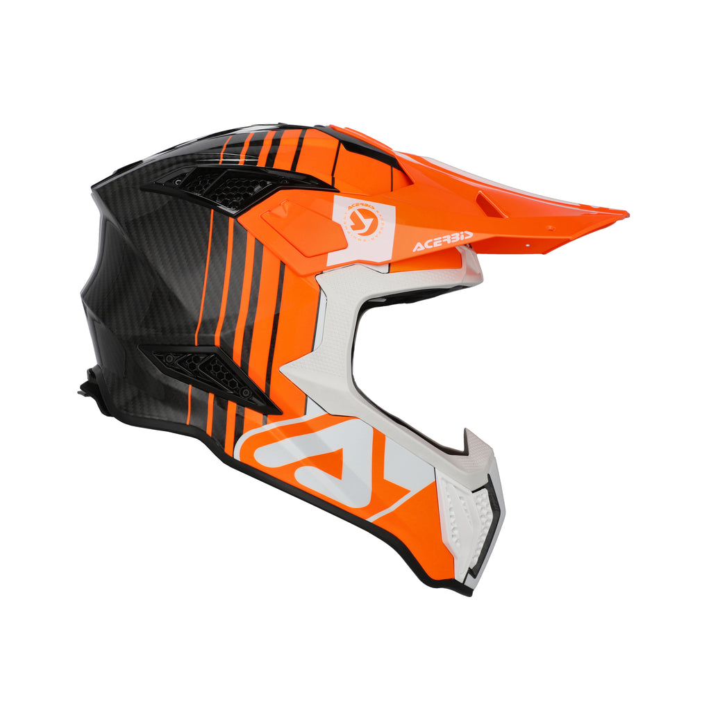 Casque Acerbis Airstrike-C orange/blanc cross enduro carbone ECE 22-06 - face