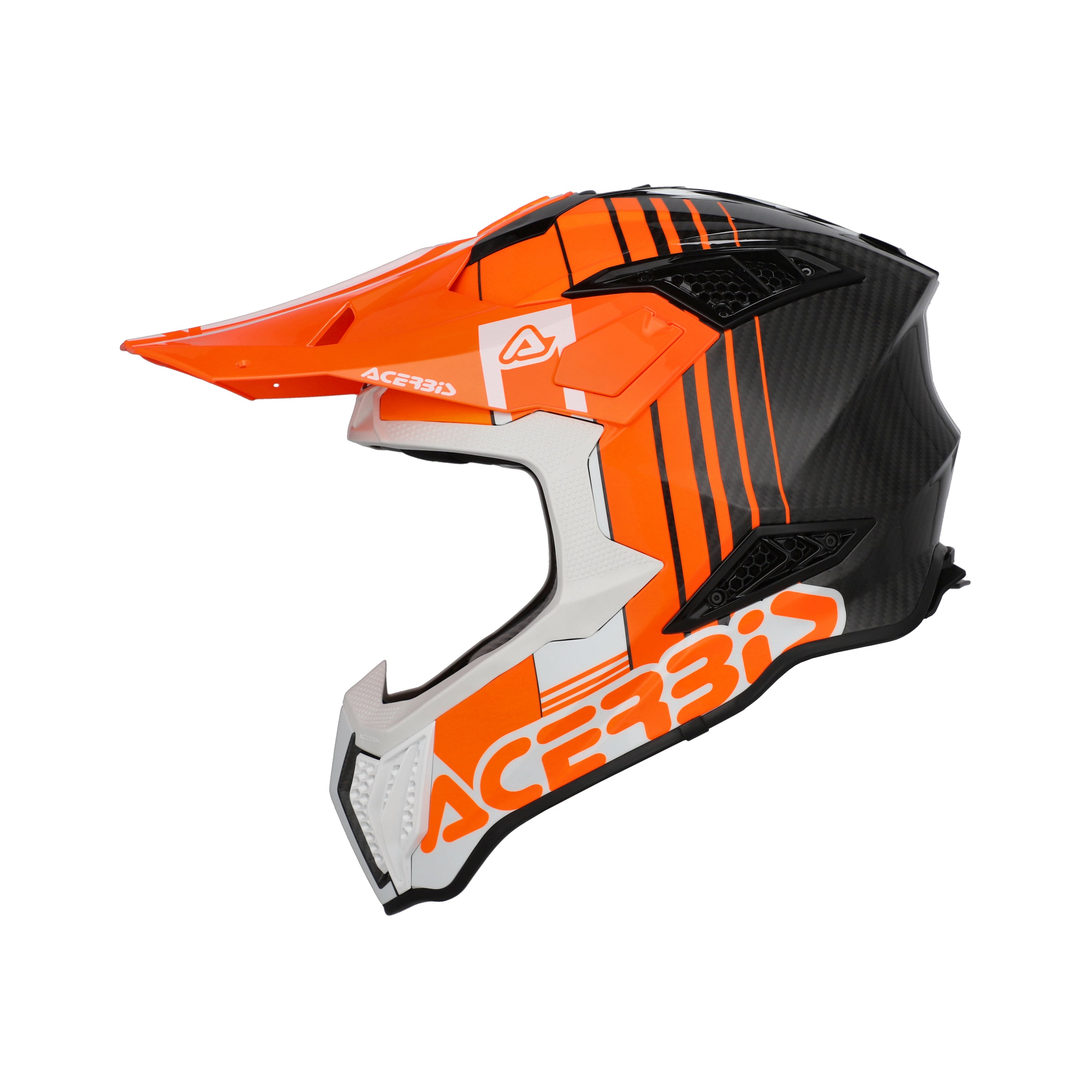 Casque Acerbis Airstrike-C orange/blanc cross enduro carbone - trois-quarts avant