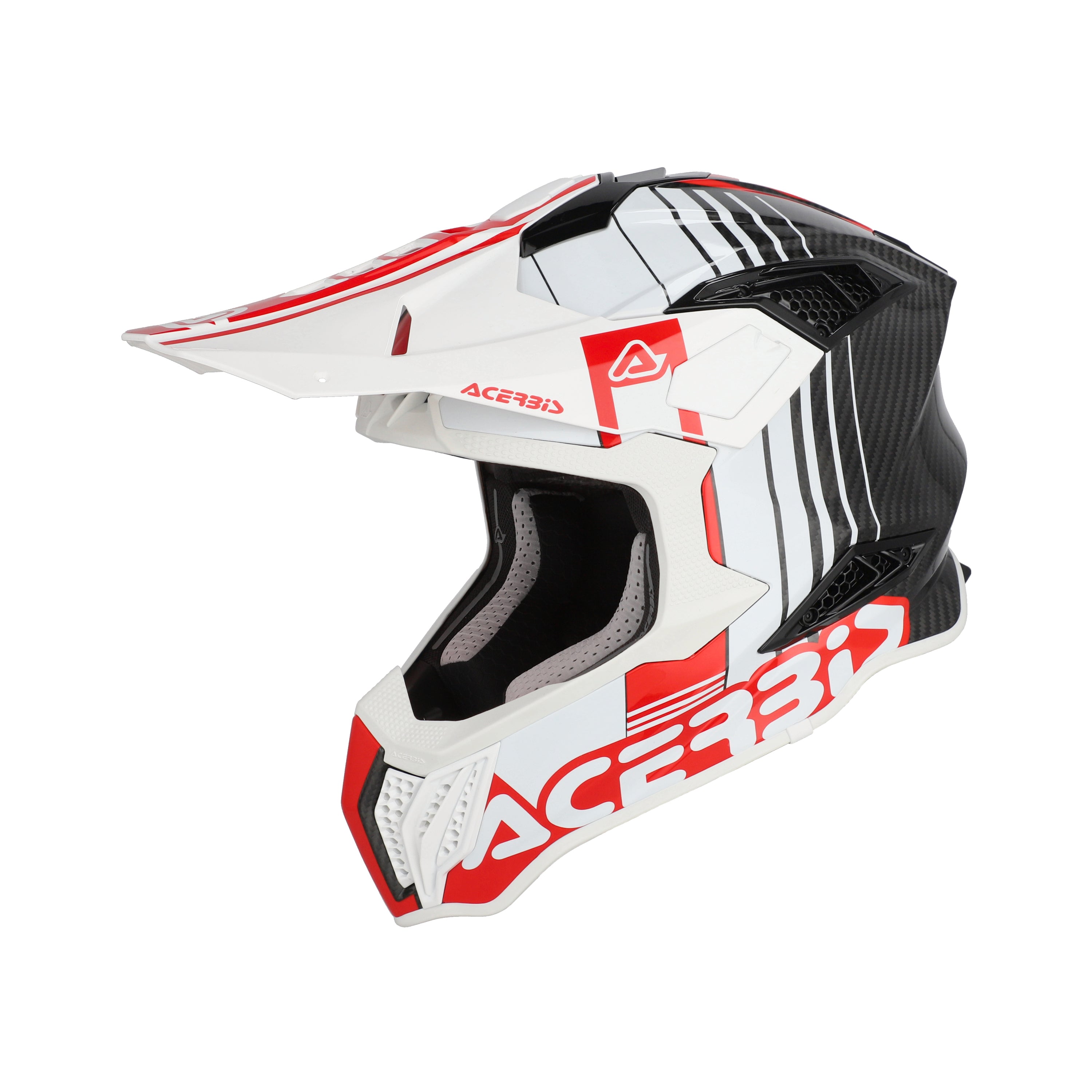 Casque Acerbis Airstrike-C blanc/rouge cross enduro carbone ECE 22-06 - profil