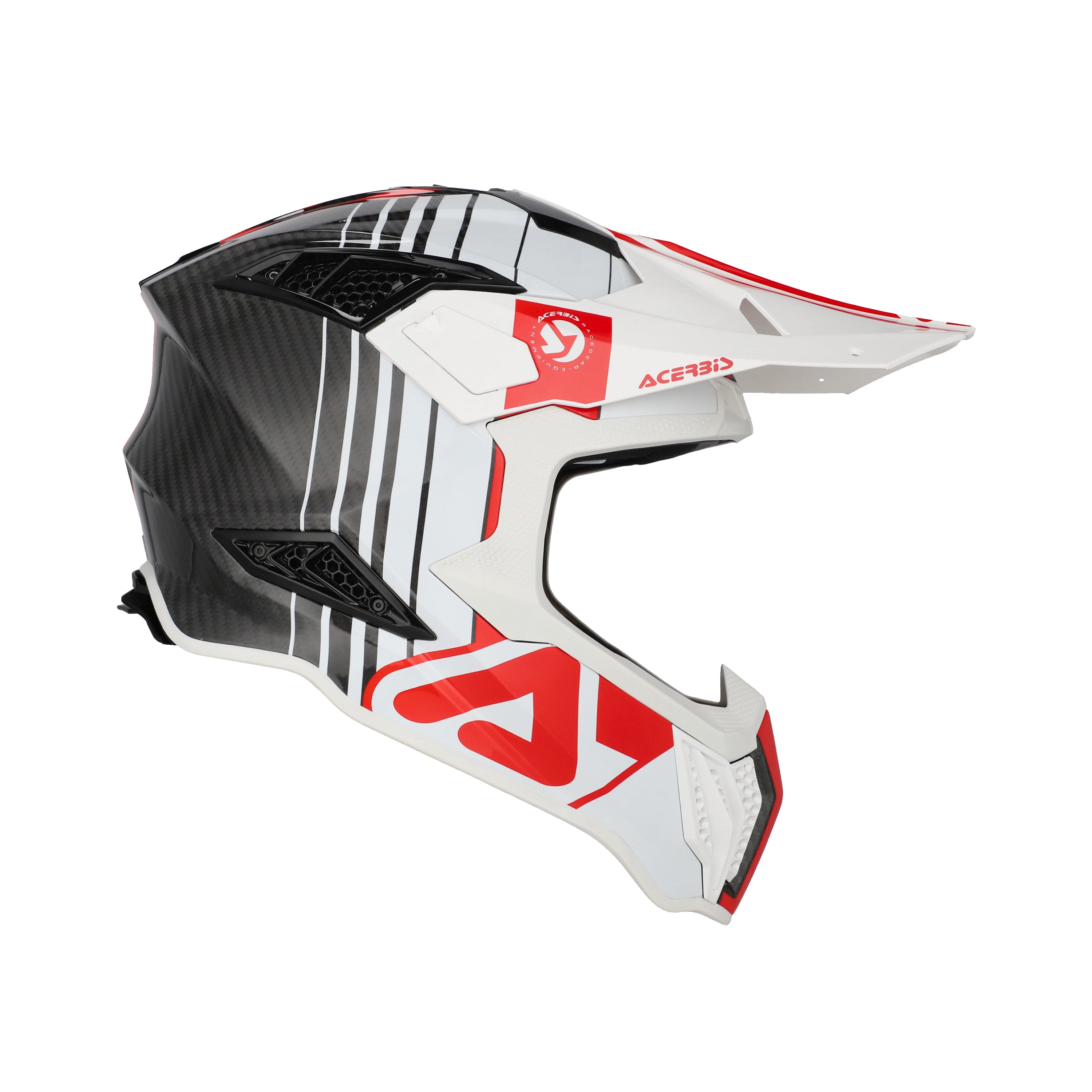 Casque Acerbis Airstrike-C blanc/rouge cross enduro carbone ECE 22-06 - face