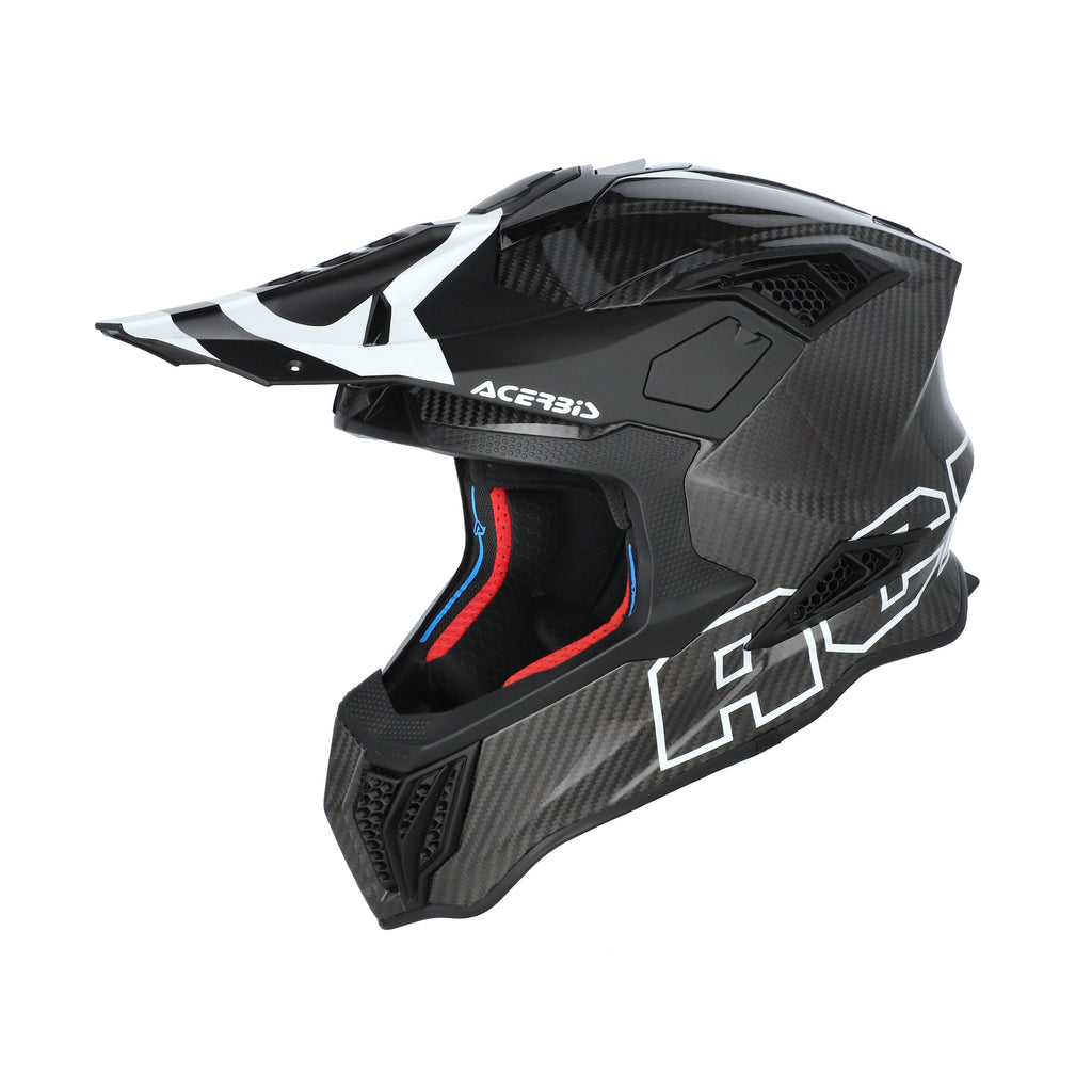 Casque Acerbis Airstrike-C noir/blanc cross enduro carbone ECE 22-06 - profil