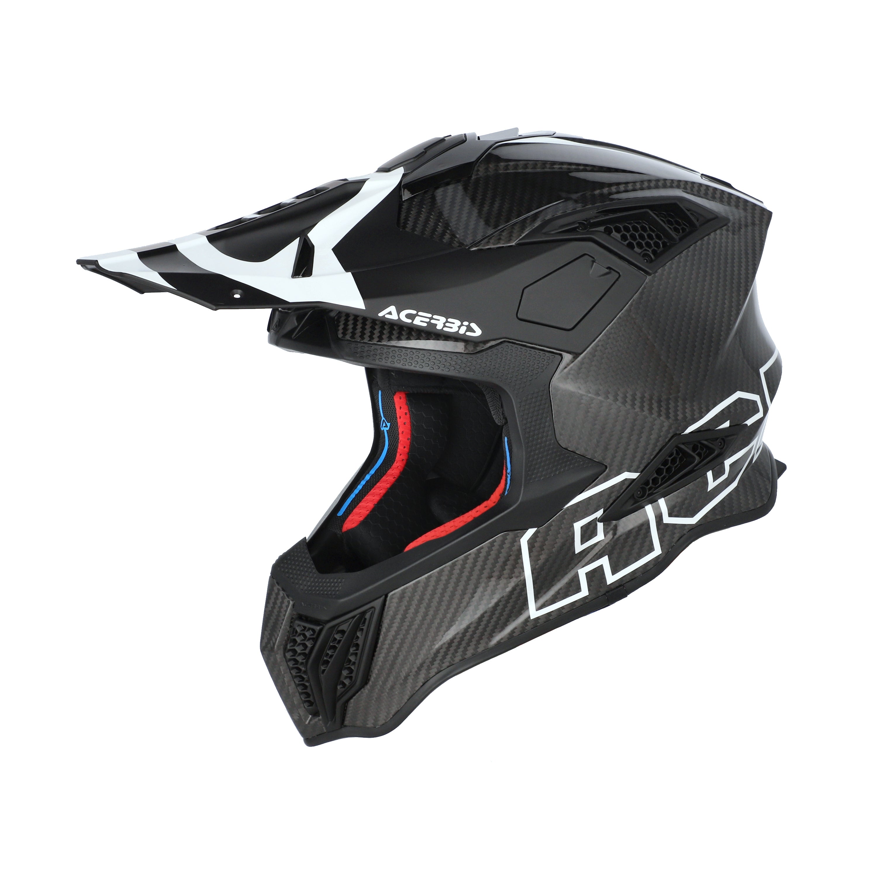 Casque Acerbis Airstrike-C noir/blanc cross enduro carbone ECE 22-06 - profil