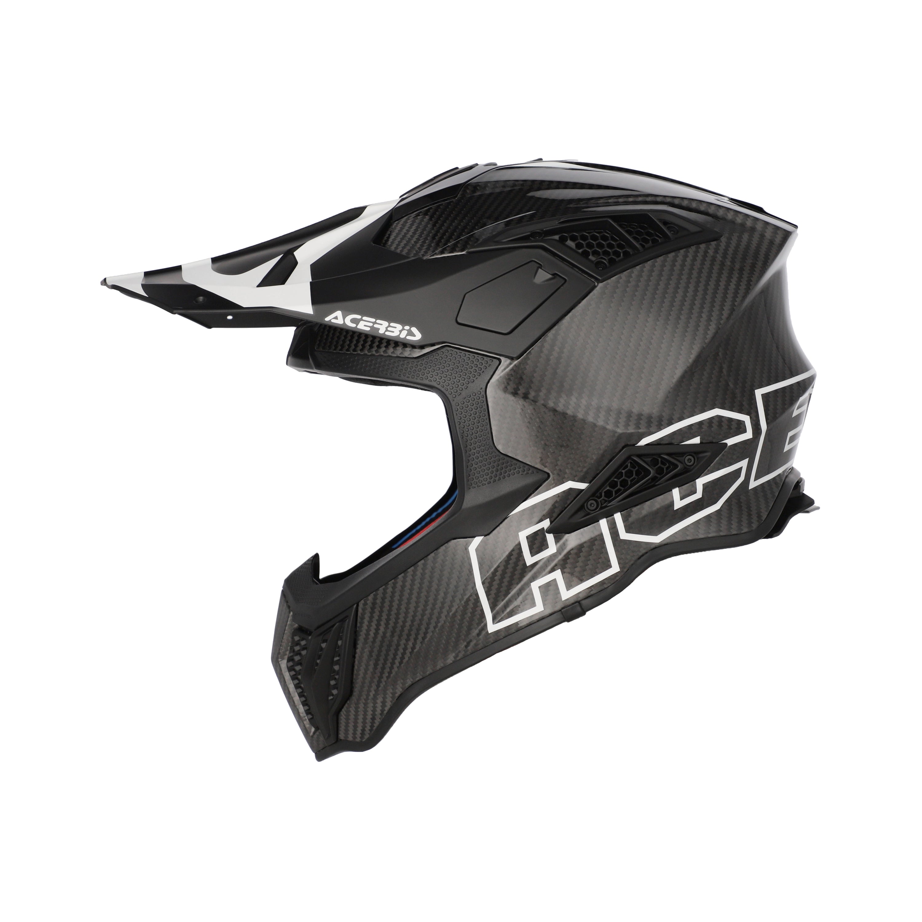 Casque Acerbis Airstrike-C noir/blanc cross enduro carbone - trois-quarts avant