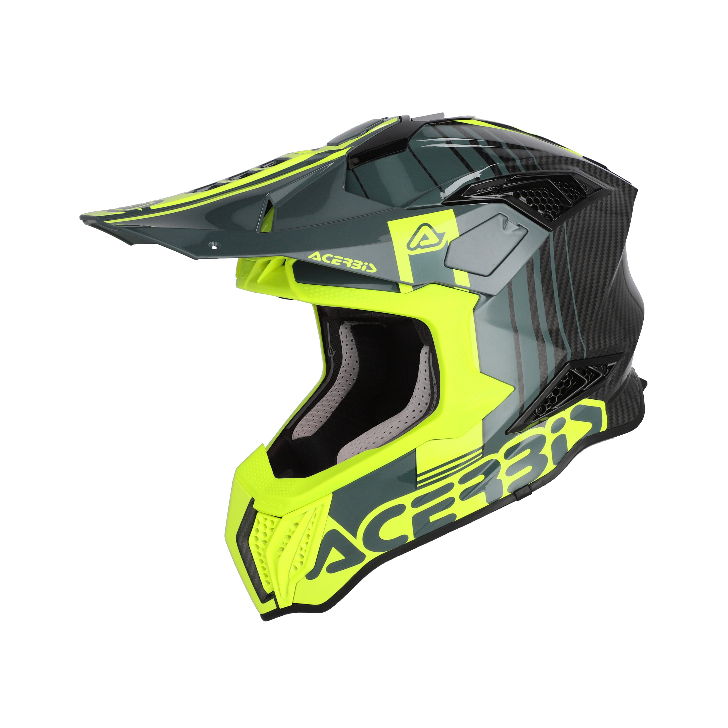 Casque Acerbis Airstrike-C noir/jaune fluo cross enduro carbone ECE 22-06 - profil