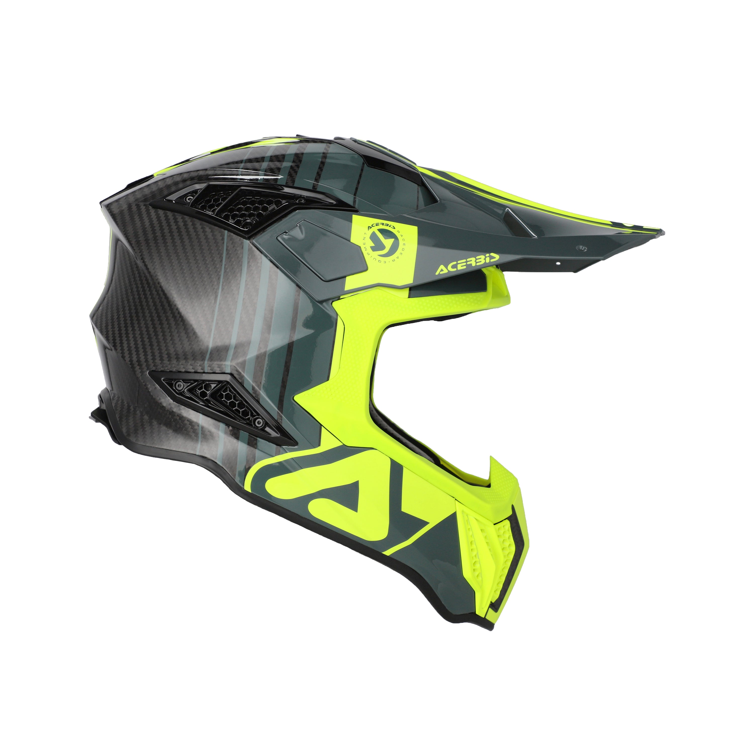 Casque Acerbis Airstrike-C noir/jaune fluo cross enduro carbone ECE 22-06 - face