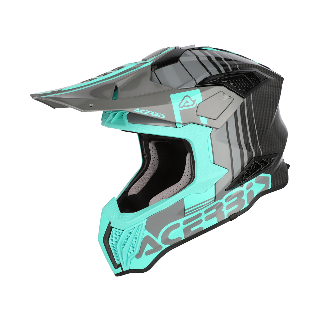 Casque Acerbis Airstrike-C turquoise cross enduro carbone ECE 22-06 - profil