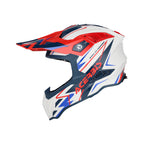 Casque Acerbis Airstrike-X blanc/bleu/rouge cross enduro fibre - trois-quarts avant