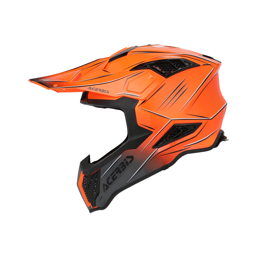 Casque Acerbis Airstrike-X orange/gris cross enduro fibre - trois-quarts avant