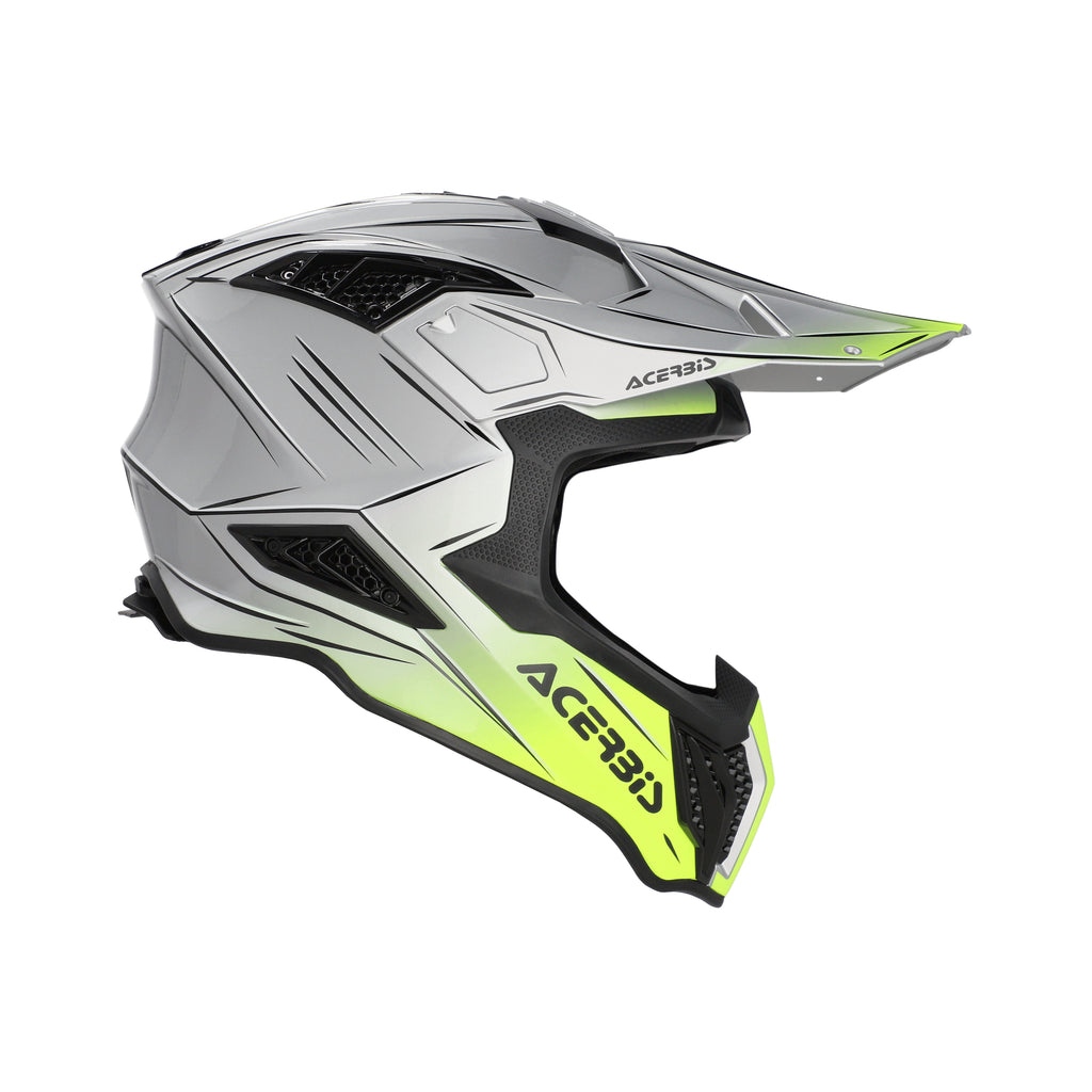 Casque Acerbis Airstrike-X gris/jaune cross enduro fibre ECE 22-06 - face