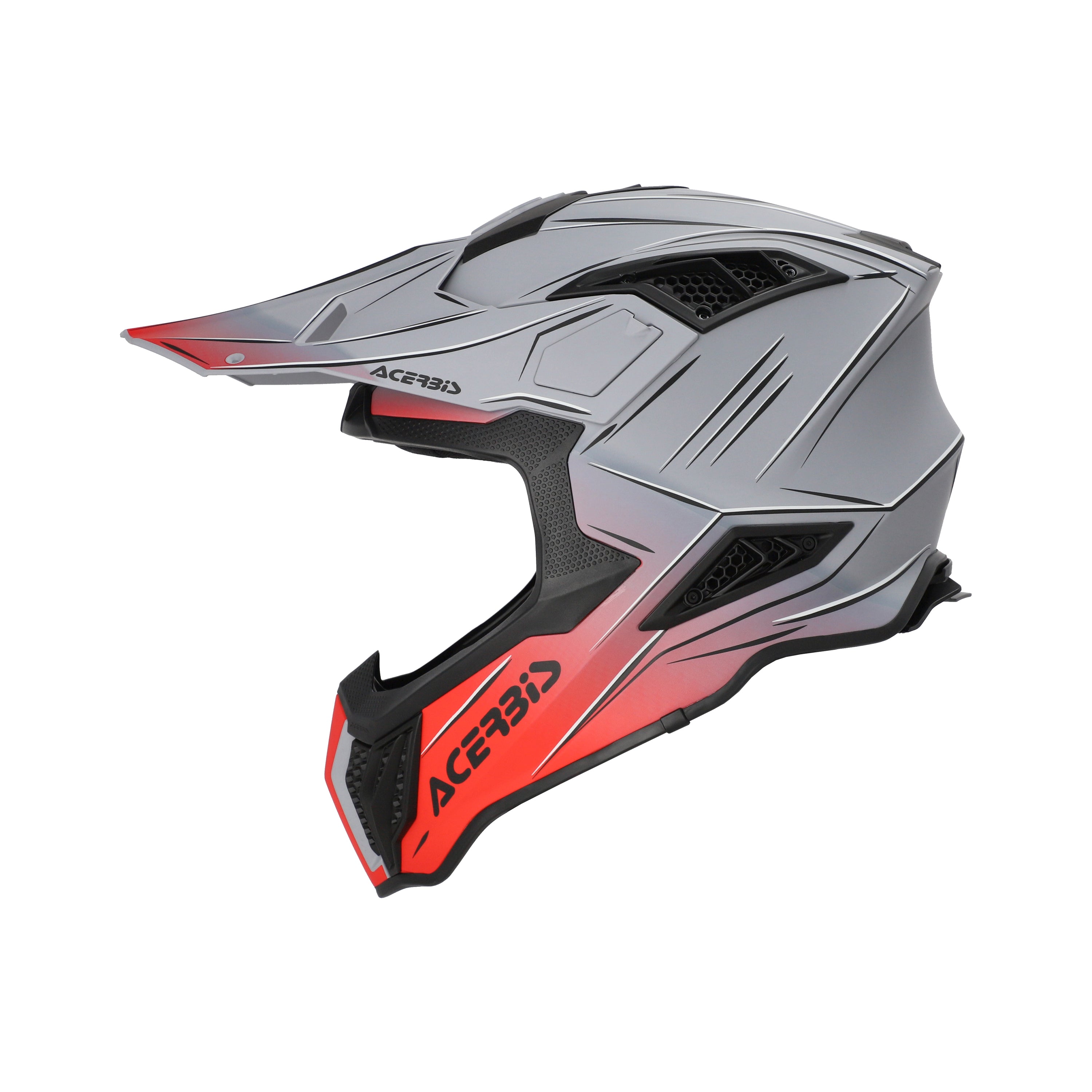 Casque Acerbis Airstrike-X gris/rouge cross enduro fibre - trois-quarts avant