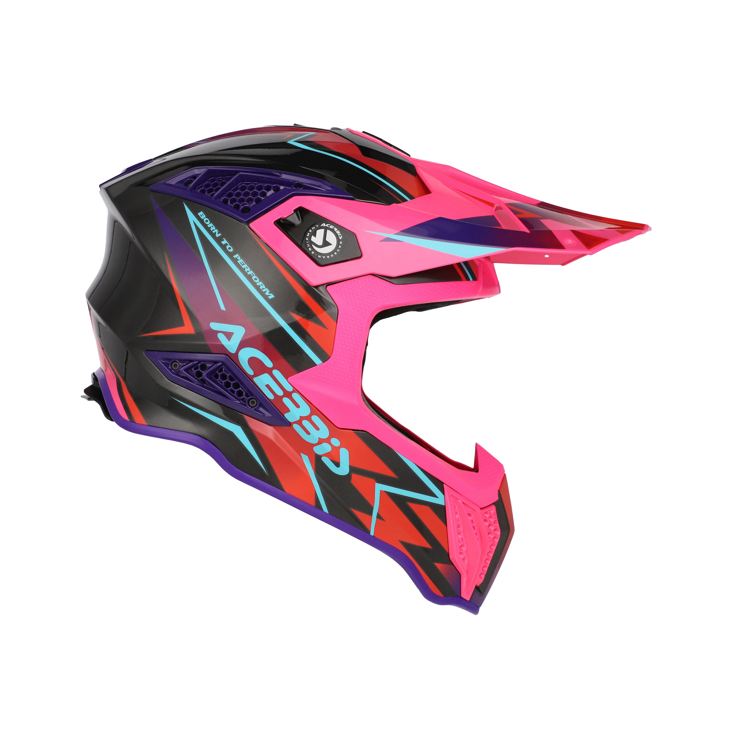 Casque Acerbis Airstrike-X noir/rose cross enduro fibre ECE 22-06 - face