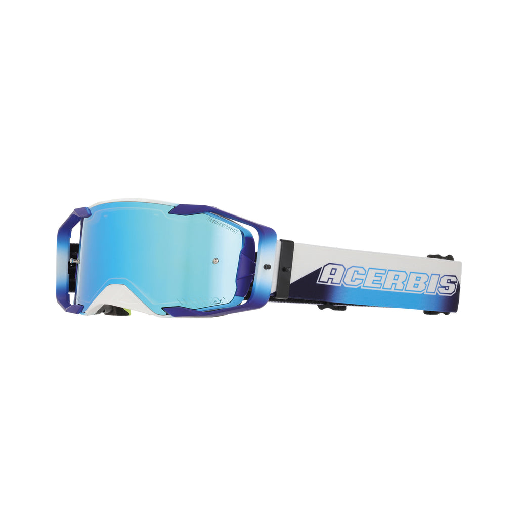 Masque Acerbis Vortex Mirror blanc/bleu cross enduro écran miroir - profil
