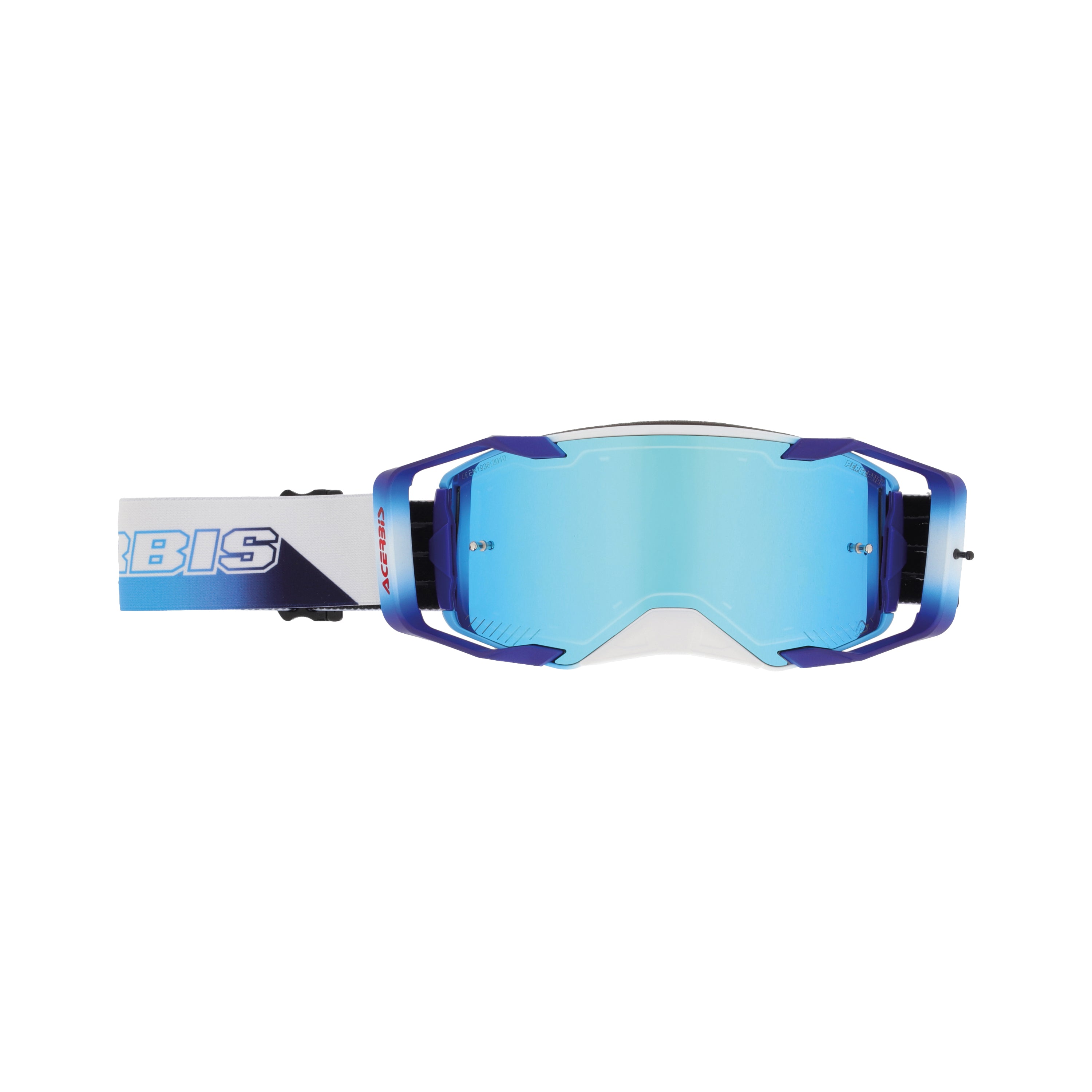 Masque Acerbis Vortex Mirror blanc/bleu cross enduro écran miroir - face