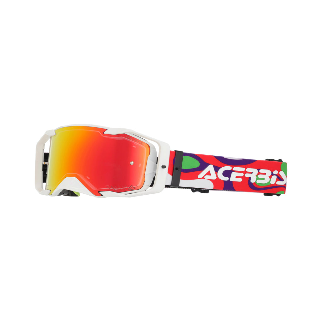 Masque Acerbis Vortex Mirror blanc/rouge cross enduro écran miroir - face