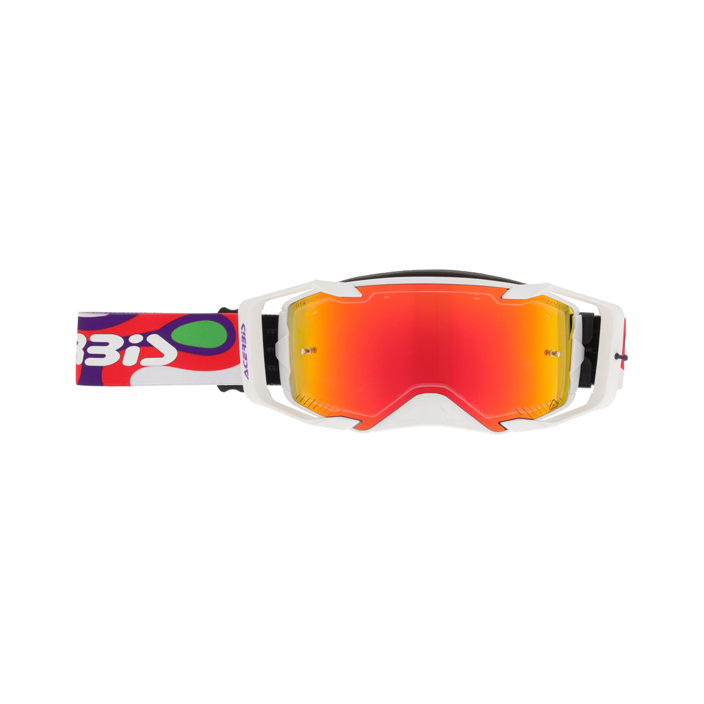Masque Acerbis Vortex Mirror blanc/rouge cross enduro écran miroir - trois-quarts
