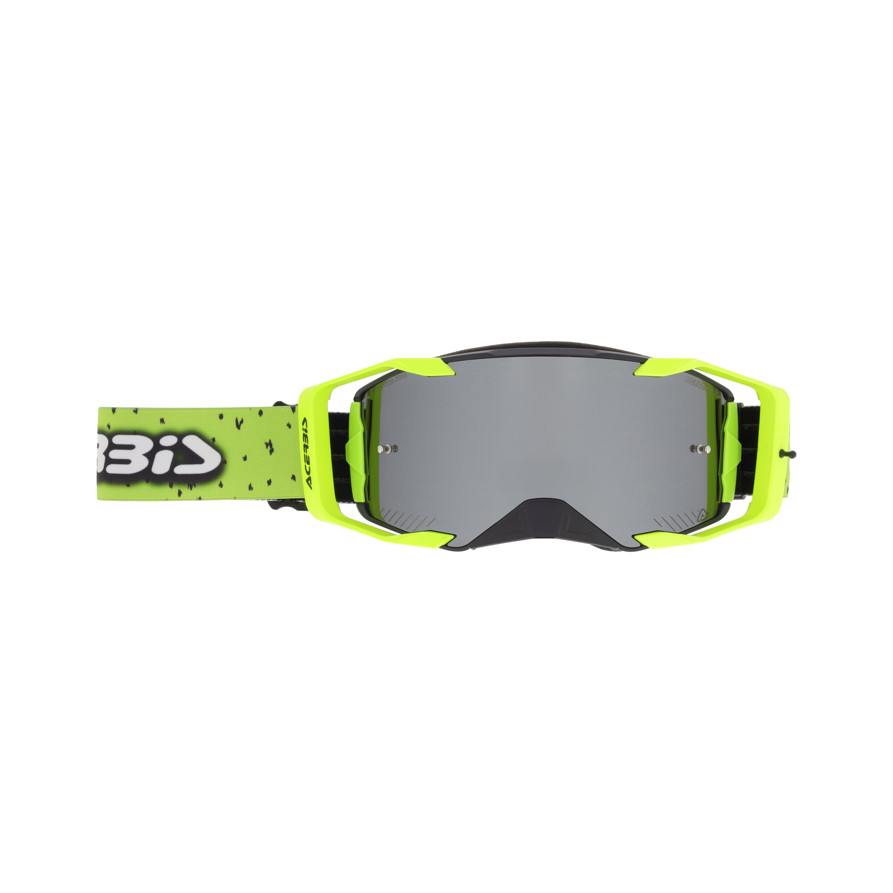 Masque Acerbis Vortex Mirror noir/jaune fluo cross enduro écran miroir - face