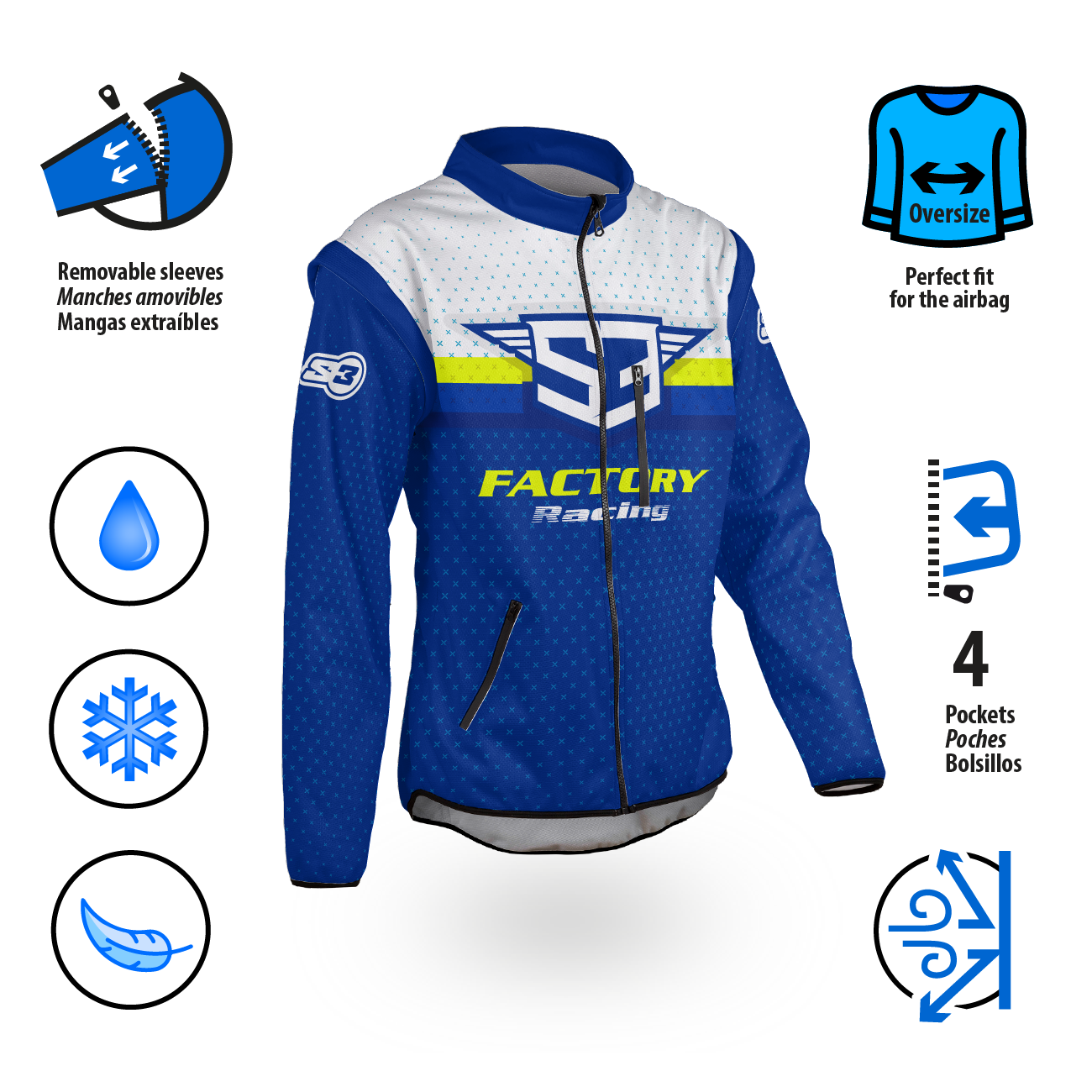 Veste sans Manche Racing Bleu S3 PARTS
