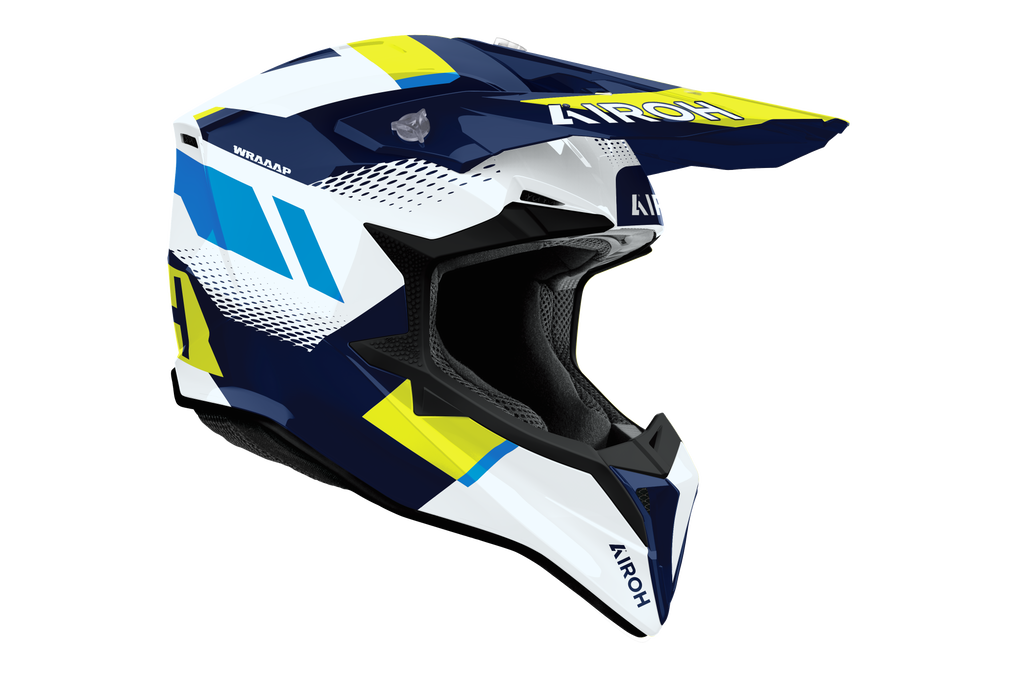 Casque Wraaap  Bleu Jaune Blanc AIROH