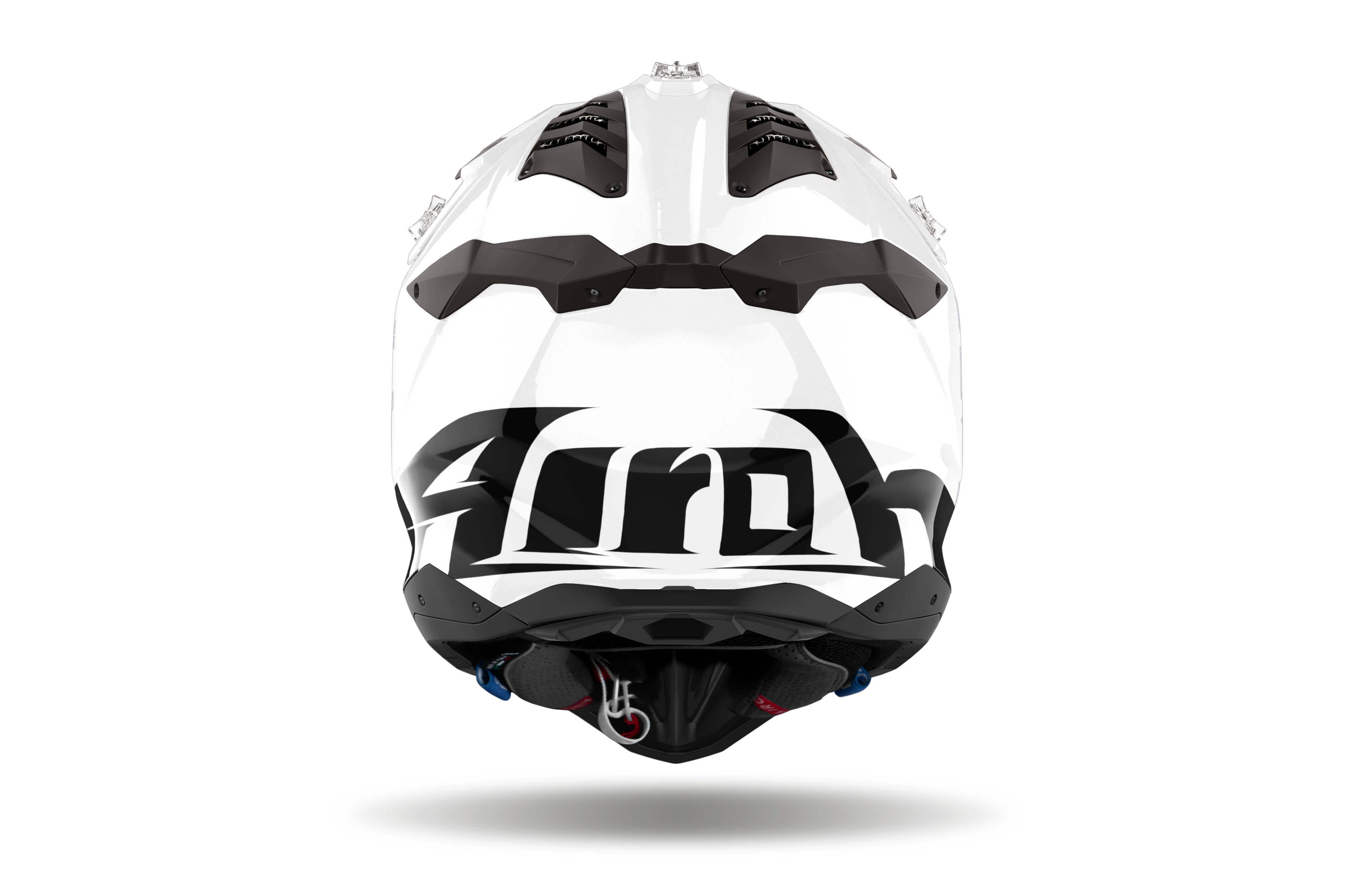 Casque Airoh Aviator 3 blanc vue arrière casque motocross enduro ventilation haute performance