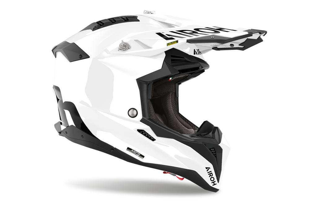 Casque Airoh Aviator 3 blanc motocross enduro vue profil droit léger homologation ECE 22.06