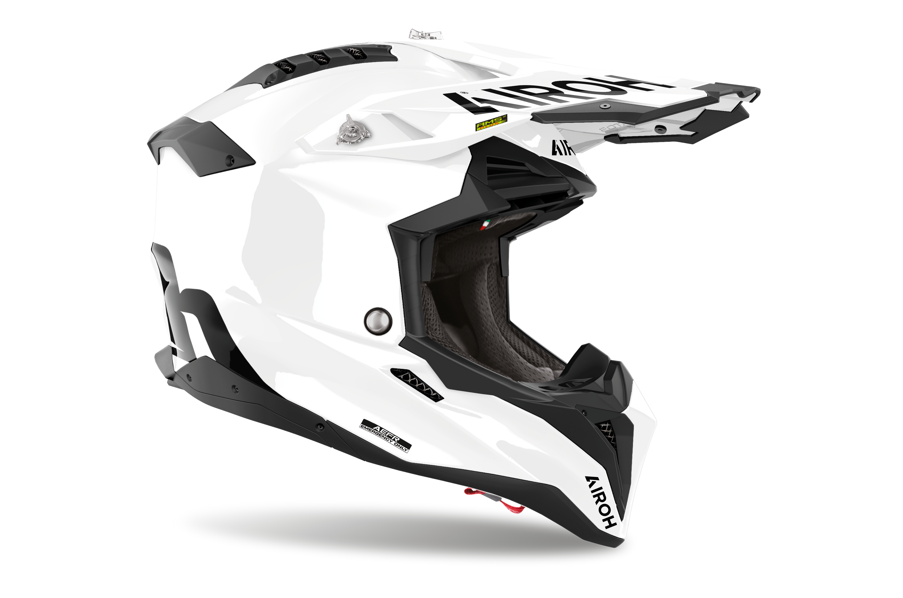 Casque Airoh Aviator 3 blanc motocross enduro vue profil droit léger homologation ECE 22.06