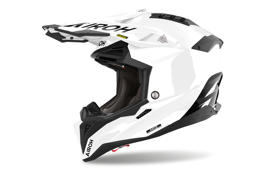 Casque Airoh Aviator 3 blanc casque cross haut de gamme vue profil gauche design sobre