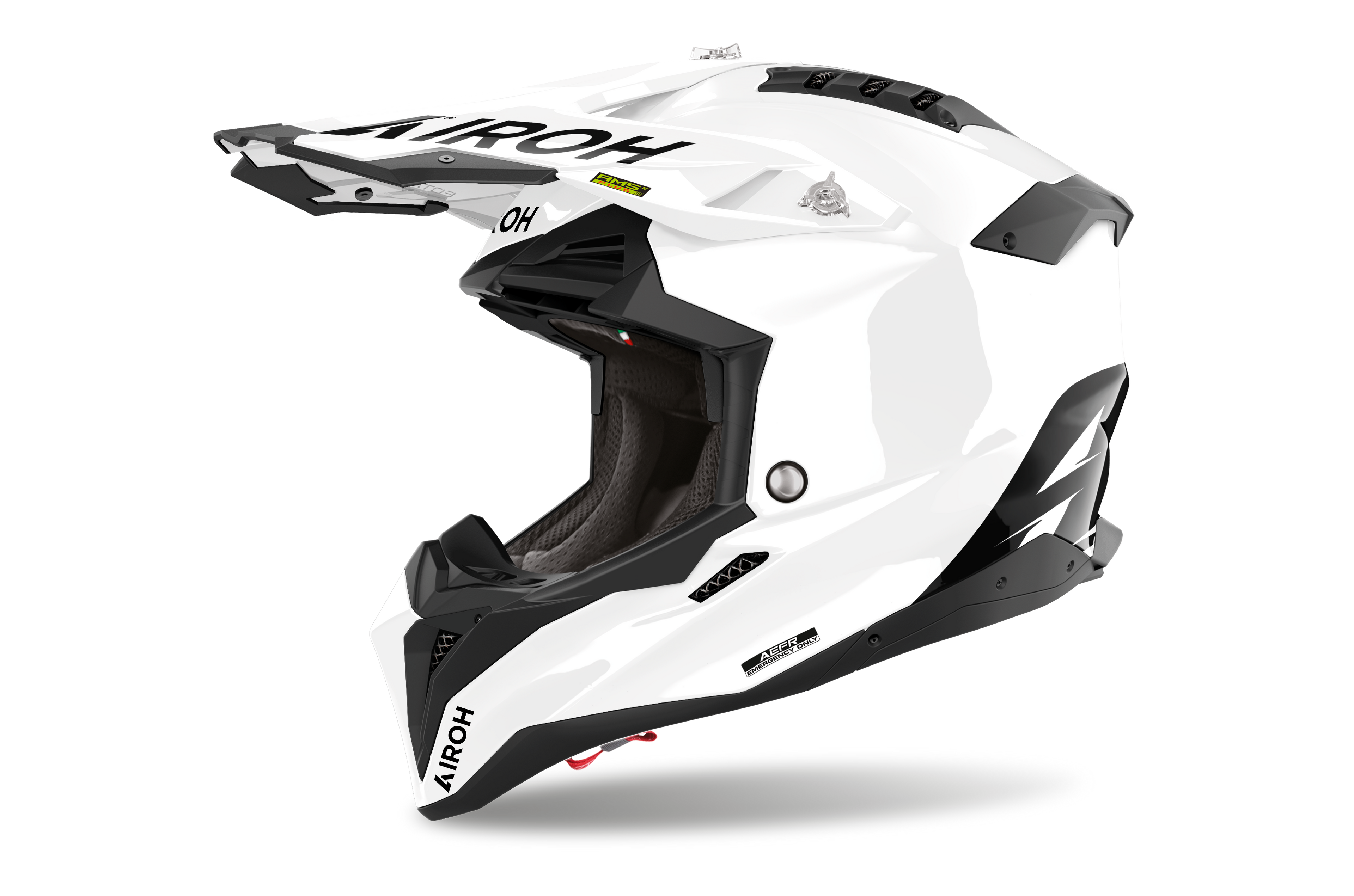 Casque Airoh Aviator 3 blanc casque cross haut de gamme vue profil gauche design sobre