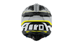 Casque Airoh Aviator 3 gris jaune vue arrière casque motocross enduro ventilation carbone haute performance