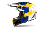 Casque Airoh Aviator 3 bleu jaune vue arrière casque motocross enduro ventilation carbone haute performance