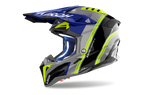 Casque Airoh Aviator 3 bleu gris casque cross carbone haut de gamme vue profil gauche design sobre racing