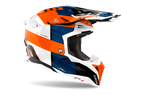 Casque Airoh Aviator 3 orange bleu motocross enduro vue profil droit léger homologation ECE 22.06