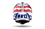 Casque Airoh Aviator 3 blanc rouge bleu vue arrière casque motocross enduro ventilation haute performance