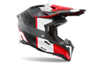 Casque Airoh Aviator 3 rouge blanc carbone motocross enduro vue profil droit léger homologué ECE 22.06