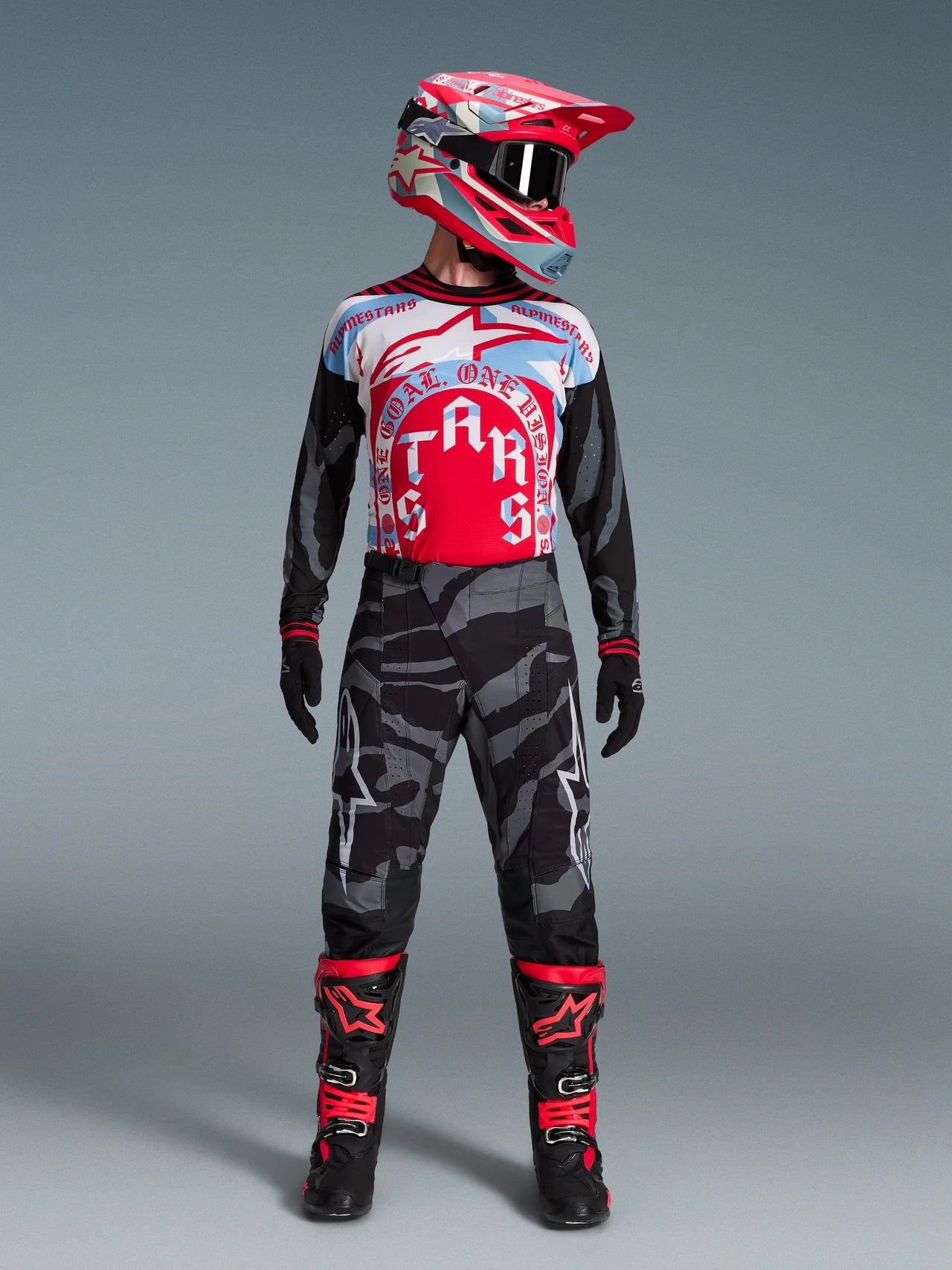 Tenue complète motocross Alpinestars Beast Coast Collection édition limitée comprenant maillot et pantalon pour enduro, cross et off-road, design racing premium haute performance