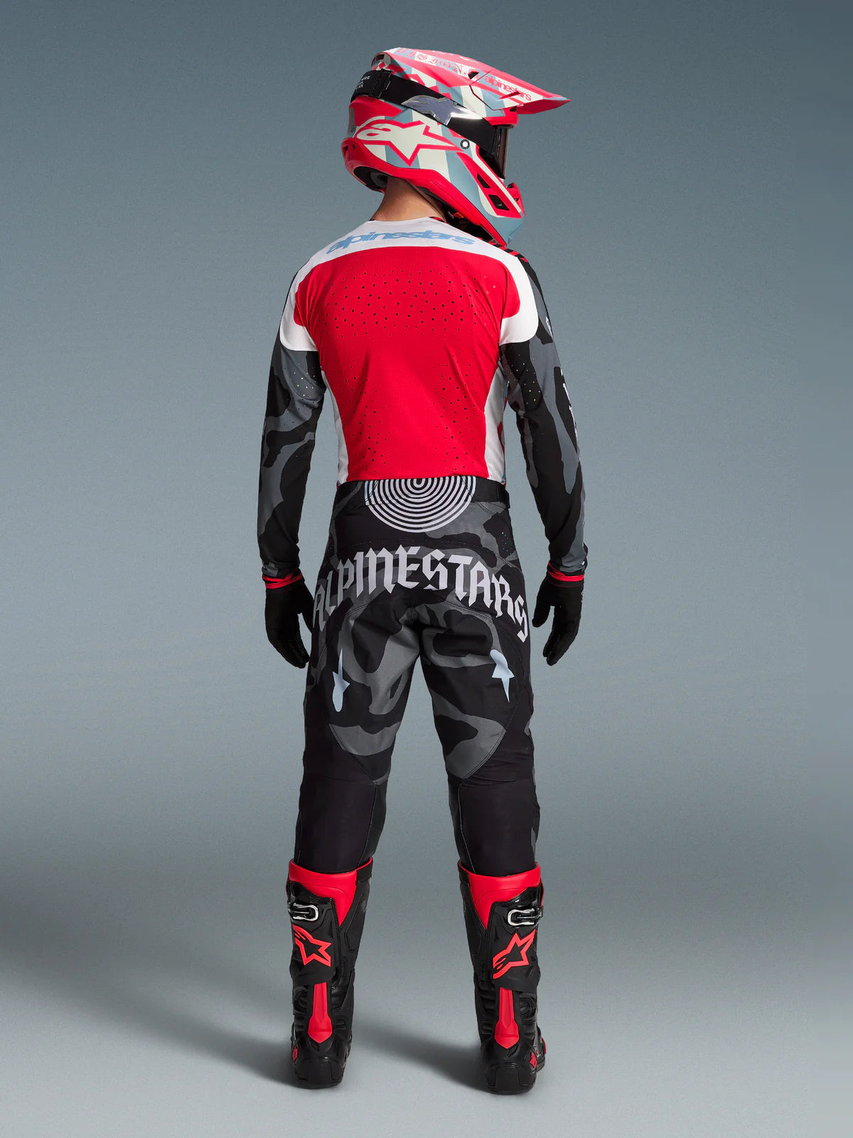 Tenue complète motocross Alpinestars Beast Coast Collection édition limitée comprenant maillot et pantalon pour enduro, cross et off-road, design racing premium haute performance de dos