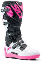 Bottes Sidi Crossfire 3 SRS blanc et rose pour motocross, enduro et hard enduro