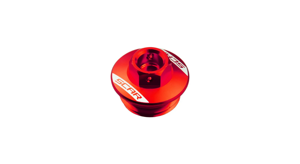 bouchon remplissage huile scar sherco aluminium anodise enduro sef se rouge